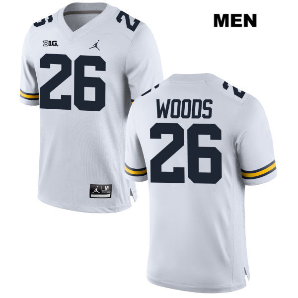 Men's NCAA Michigan Wolverines J'Marick Woods #26 White Jordan Brand Authentic Stitched Football College Jersey TH25F04LG